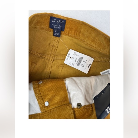 J Crew Pants Womens 27 (28x27) High Rise Skinny Corduroy Gold Mustard Yellow - Picture 2 of 3